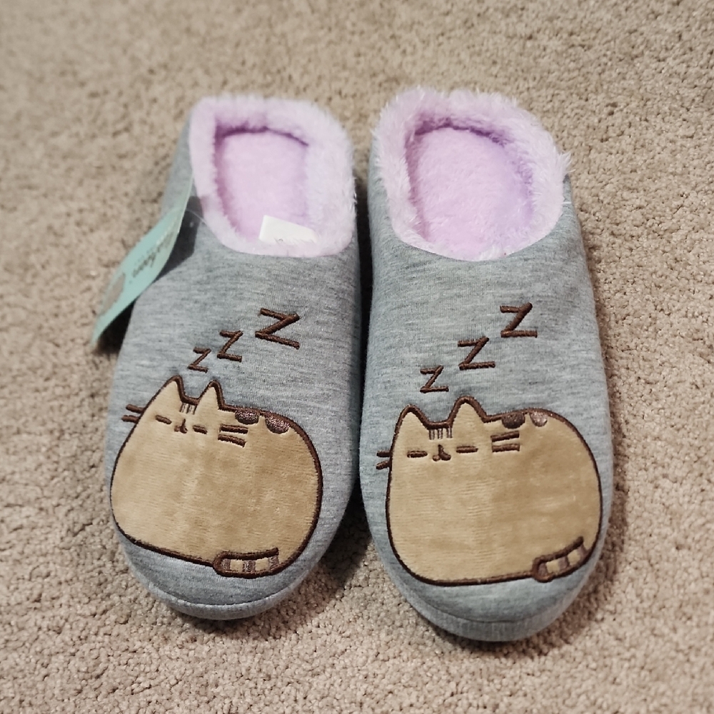 Pusheen Slippers with Lilac Lining